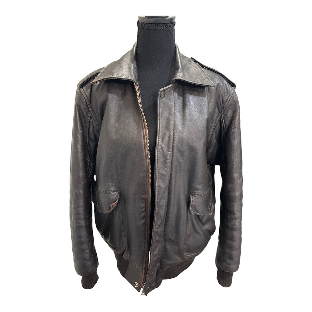 Vintage Pack-In Products Inc. A-2 Flight Jacket Leather Brown 674 SM Size 42
